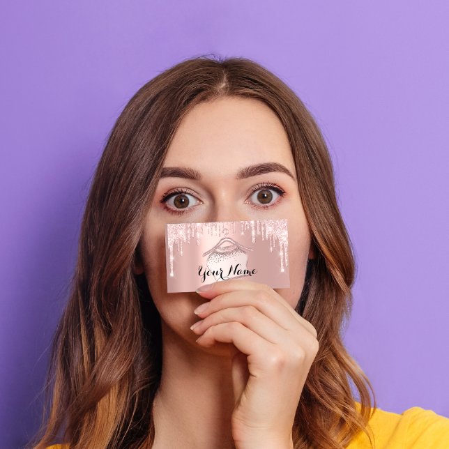 Carte De Visite Mode Boutique Hanger Rose Rose Parties scintillant (Fashion Boutique Cloth Hanger Rose Pink Glitter Business Card)