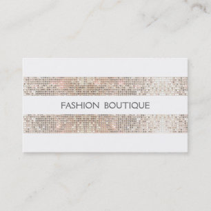 Carte De Visite Mode Boutique Sparkine Silver Sequins Look White