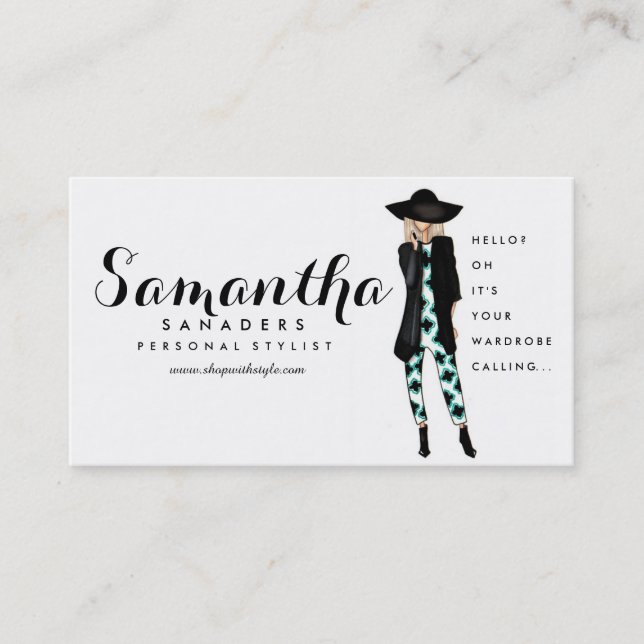 Carte De Visite Mode/carte personnelle d'illustration de fille de (Devant)