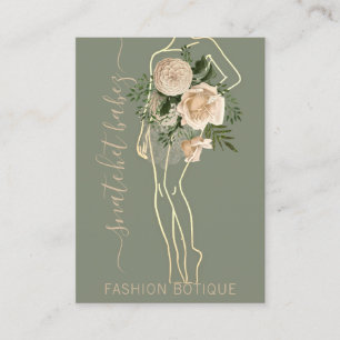 Carte De Visite Mode Floral Logo QR Styliste Body Boutique