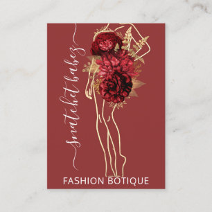 Carte De Visite Mode Floral Rose Gold Logo QR Styliste Corps