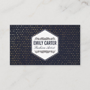 Carte De Visite Mode   Luxe   Motif tacheté or bleu profond