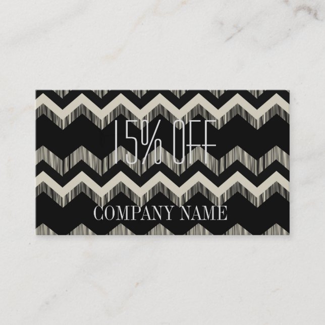 Carte De Visite Mode Motif Géométrique Noir et Blanc Chevron (Devant)