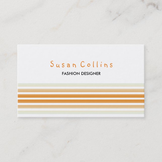Carte De Visite Mode propre rayé Orange simple (Devant)