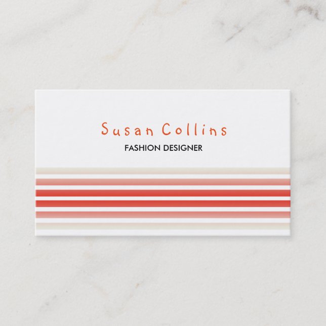 Carte De Visite Mode propre rayé rouge simple (Devant)