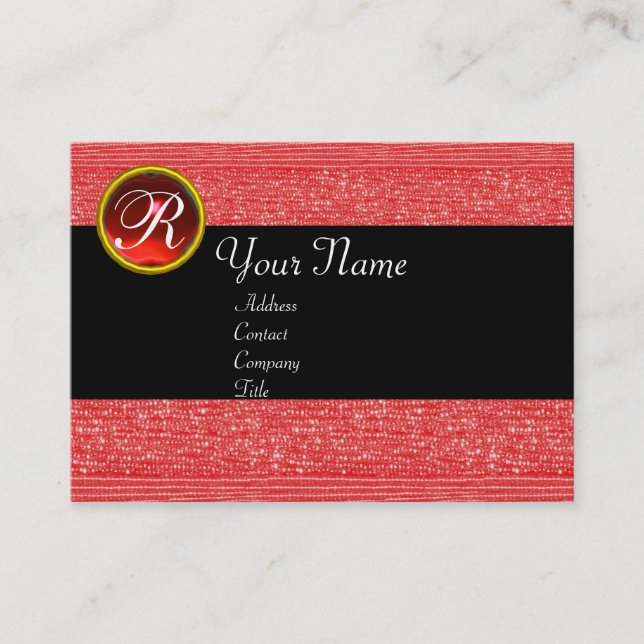 CARTE DE VISITE MODE ROUGE DERRIÈRE LE MONOGRAMME RUBY GEM (Devant)