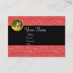 CARTE DE VISITE MODE ROUGE PANNEAUX JAUNE TOPAZ GEM MONOGRAM
