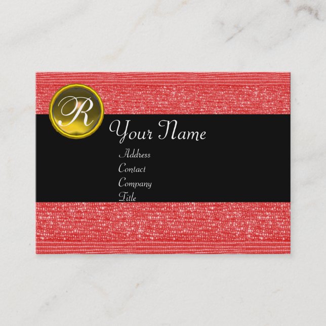 CARTE DE VISITE MODE ROUGE PANNEAUX JAUNE TOPAZ GEM MONOGRAM (Devant)