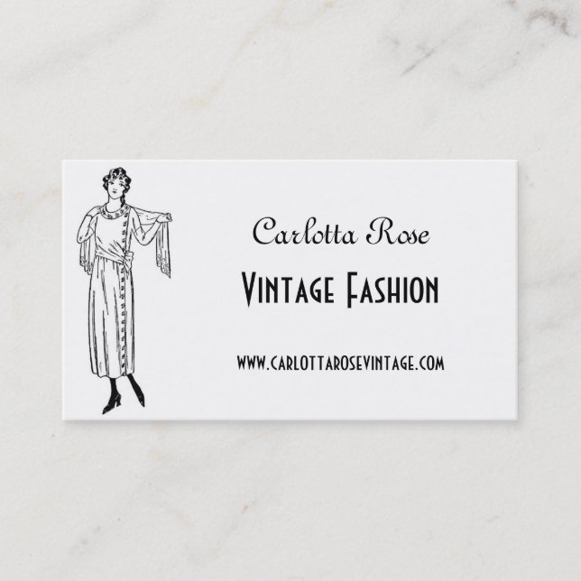 Carte De Visite Mode Vintage noir et blanc (Devant)