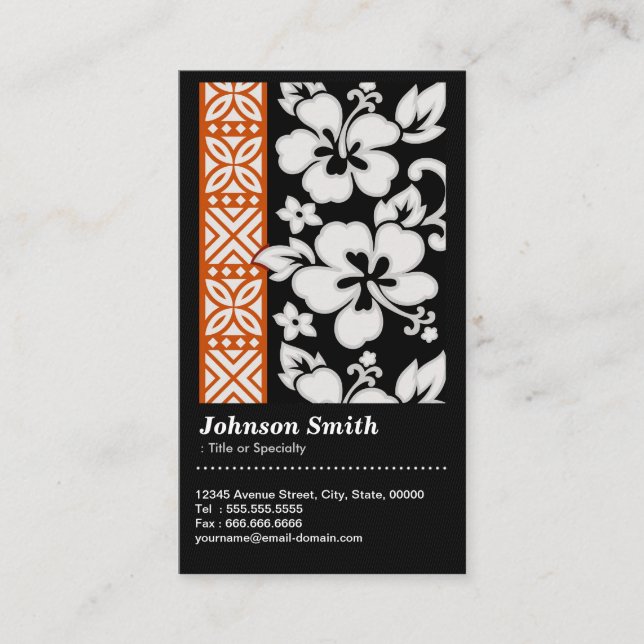 Carte De Visite Modèle Abstrait de fleurs tribales avec code QR (Devant)