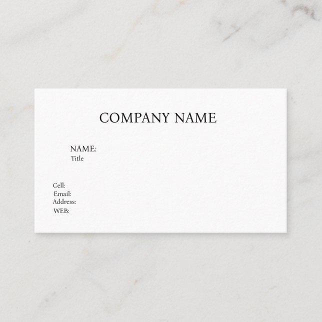 CARTE DE VISITE MODÈLE DE BASE (Devant)