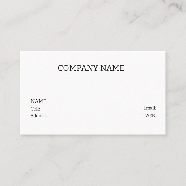 CARTE DE VISITE MODÈLE DE BASE (Devant)