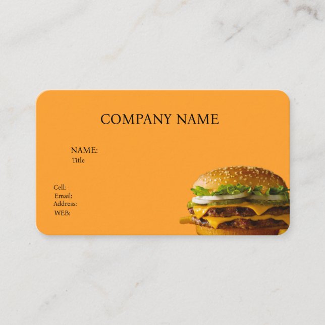 CARTE DE VISITE MODÈLE DE BASE BURGER PLACE (Devant)