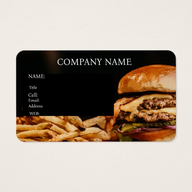 CARTE DE VISITE MODÈLE DE BASE HAMBURGERS (Devant)