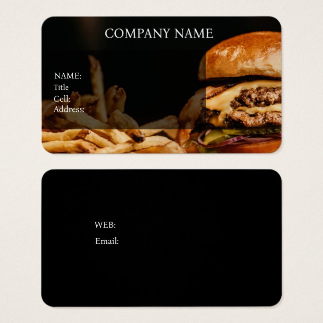 CARTE DE VISITE MODÈLE DE BASE HAMBURGERS (Devant & derrière)