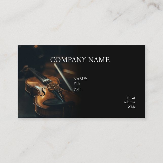 CARTE DE VISITE MODÈLE DE BASE MUSIQUE, VIOLON (Devant)