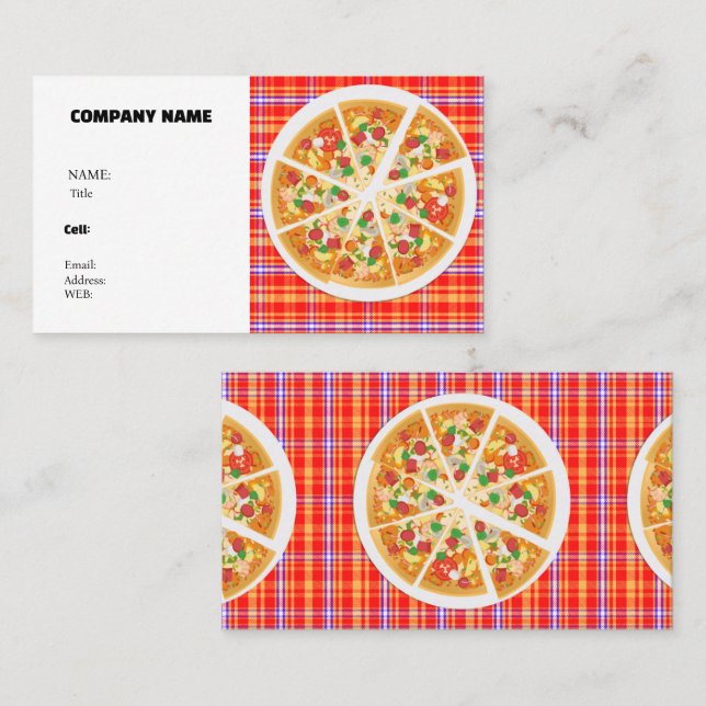 CARTE DE VISITE MODÈLE DE BASE PIZZA  (Devant / Derrière)