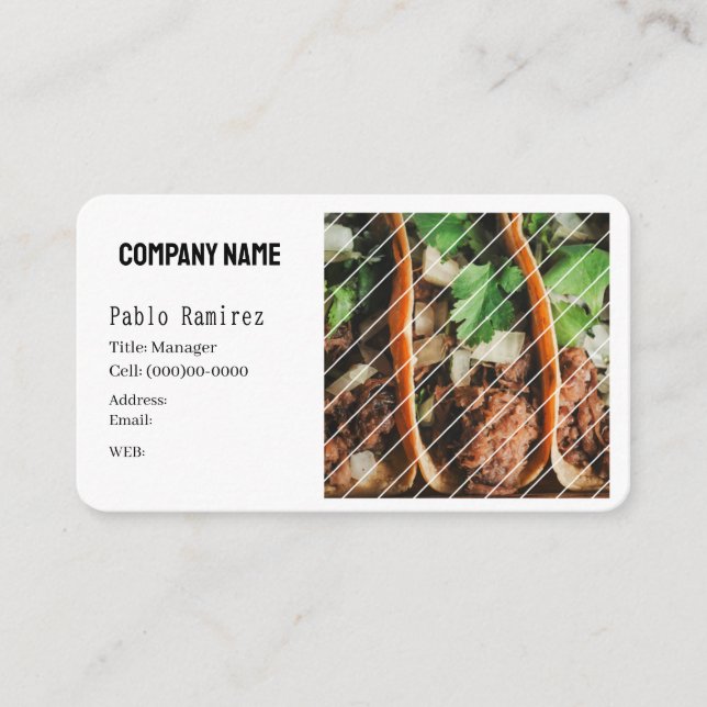CARTE DE VISITE MODÈLE DE BASE ,Taqueria (Devant)