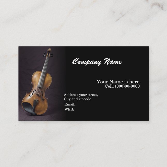 CARTE DE VISITE MODÈLE DE BASE Violon, Musique (Devant)