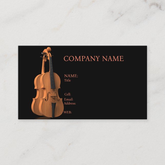 CARTE DE VISITE MODÈLE DE BASE VIOLON, MUSIQUE,INS (Devant)