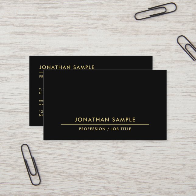 Carte De Visite Modèle de code QR moderne personnalisé noir élégan (Devant/Arrière en situation)