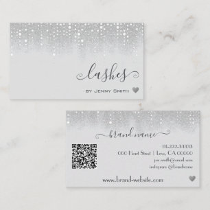 Carte De Visite Modèle de code QR Plutôt blanc Parties scintillant