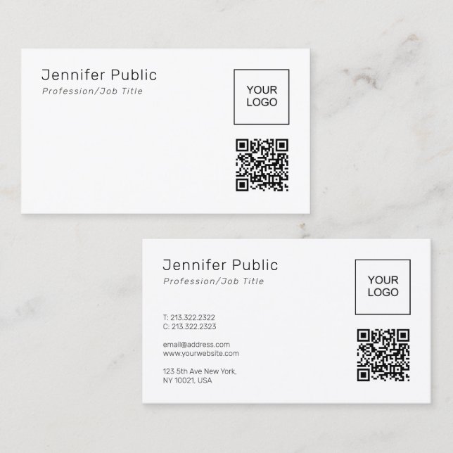 Carte De Visite Modèle de code QR Téléchargez votre propre logo d' (Devant / Derrière)