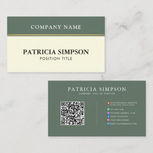 Carte De Visite Modèle de code QR vert sauge et crème beige modern