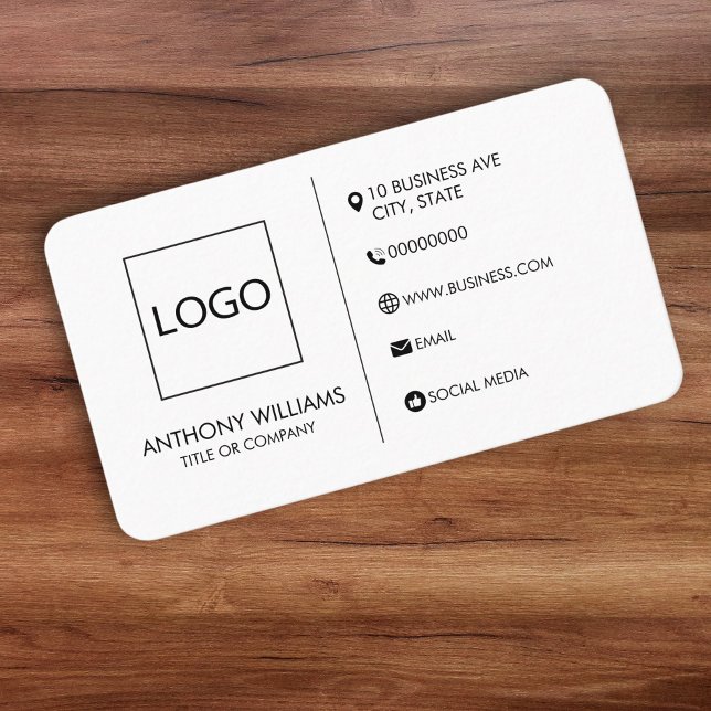 Carte De Visite Modèle de conception générique en blanc clair (plain white generic design template business card with logo)