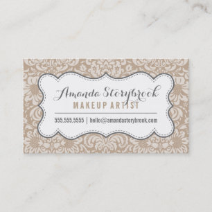 Carte De Visite MODÈLE DE DAMASK FLORAL MODÈLE vintage kraft gris