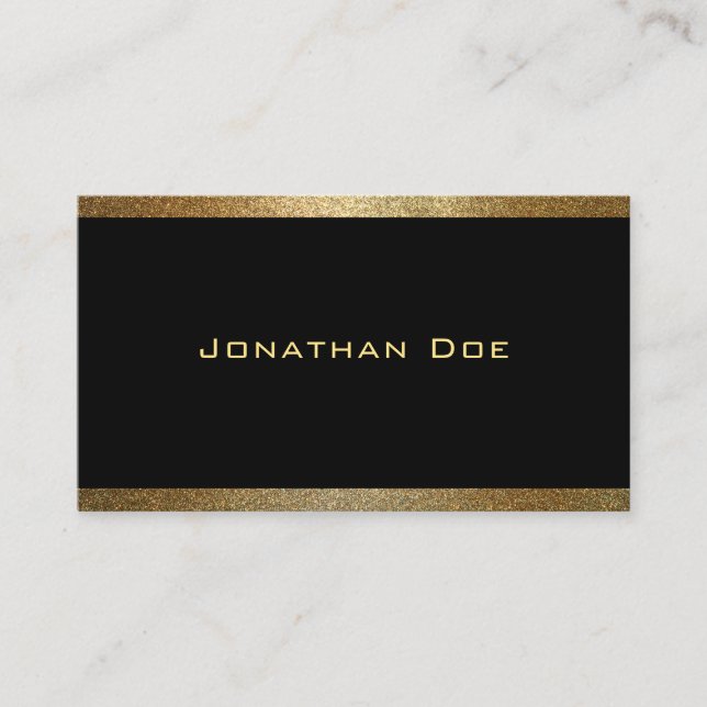 Carte De Visite Modèle de design moderne élégant Black Gold (Devant)