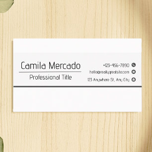 Carte De Visite Modèle de direction simple noir et blanc propre