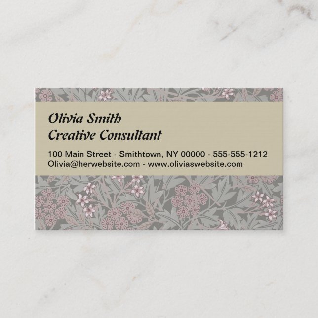 Carte De Visite Modèle de fleur de jasmin de William Morris (Devant)