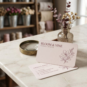Carte De Visite Modèle de fleuriste floral élégant