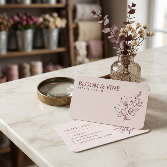 Carte De Visite Modèle de fleuriste floral élégant (Créateur téléchargé)