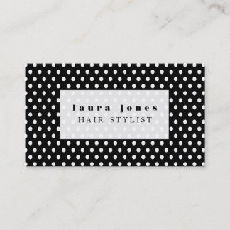 Carte De Visite Modèle de la liste de cheveux Pois noir et blanc
