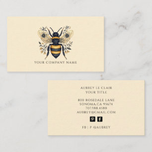 Carte De Visite Modèle de logo abeille botanique élégant