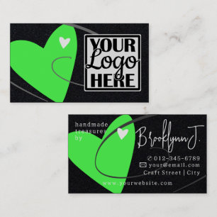 Carte De Visite Modèle de logo néon vert cœur d'amour pour artisan