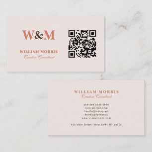 Carte De Visite Modèle de logo QR Code en terre cuite élégant