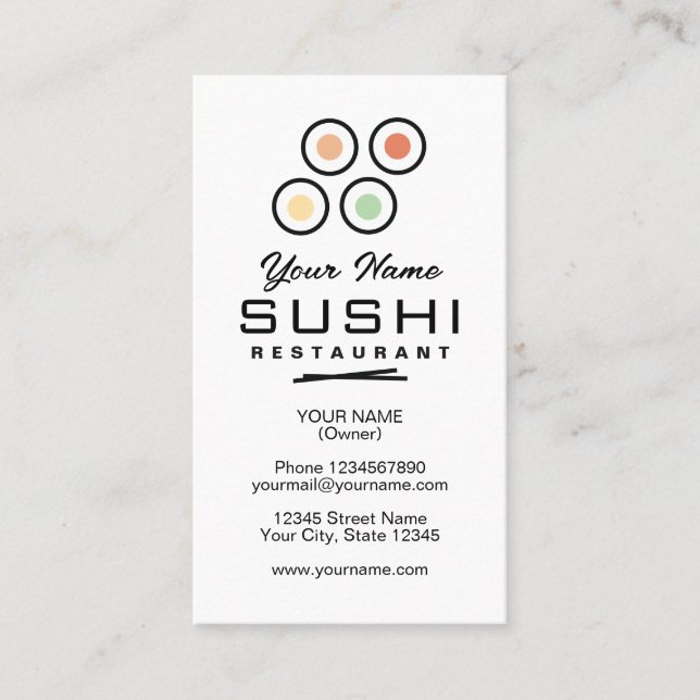 Carte De Visite Modèle de logo simple pour restaurant de sushi per (Devant)