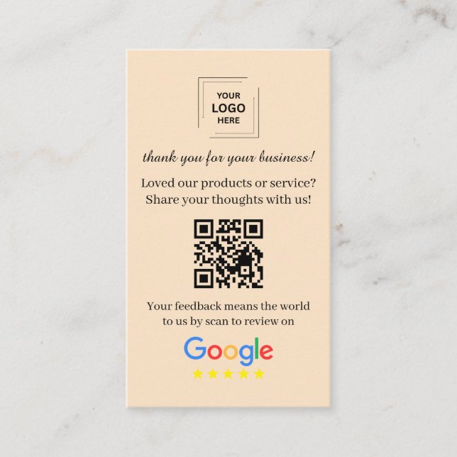 Carte De Visite Modèle de marketing de critique client de code QR (Devant)