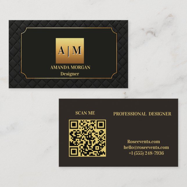 Carte De Visite Modèle de marque personnelle de luxe minimal (Devant / Derrière)