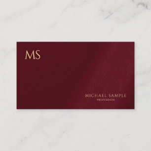 Carte De Visite Modèle de monogramme de texte or élégant personnal