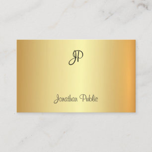 Carte De Visite Modèle de monogramme écrit à la main de style Gold