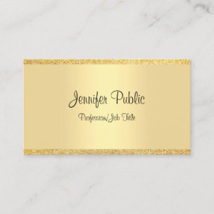 Carte De Visite Modèle de Parties scintillant Gold de script manu