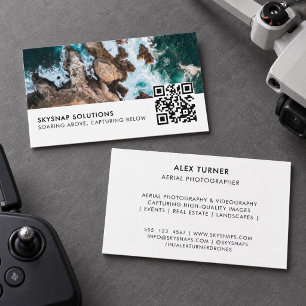 Carte De Visite Modèle de photo de code QR pour photographe pilote