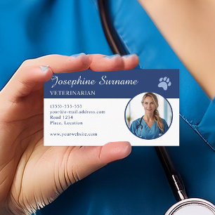 Carte De Visite Modèle de photo personnalisé pour vétérinaire avec