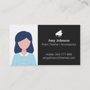 Carte De Visite Modèle de photo pour professeur de musique silhoue