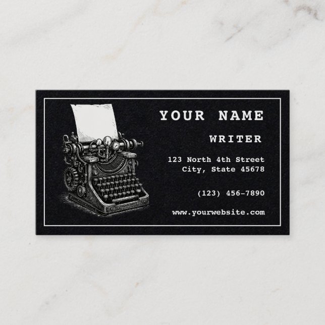 Carte De Visite Modèle de rédacteur de machine à écrire Steampunk (Devant)
