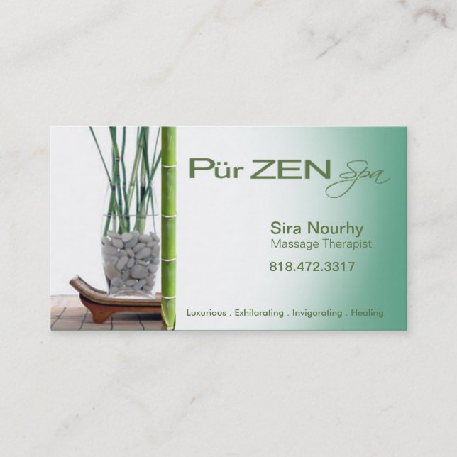 Carte De Visite Modèle de spa de thérapeute de massage de zen (Devant)